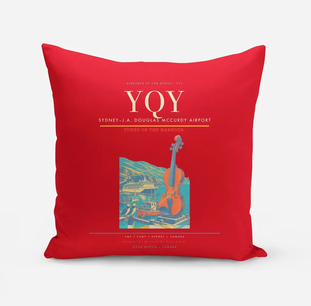 Sydney–J.A. Douglas McCurdy Airport (YQY) design on red pillow