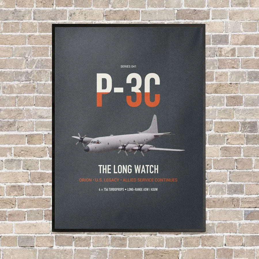 P-3C Orion vertical canvas print - framed - gray background