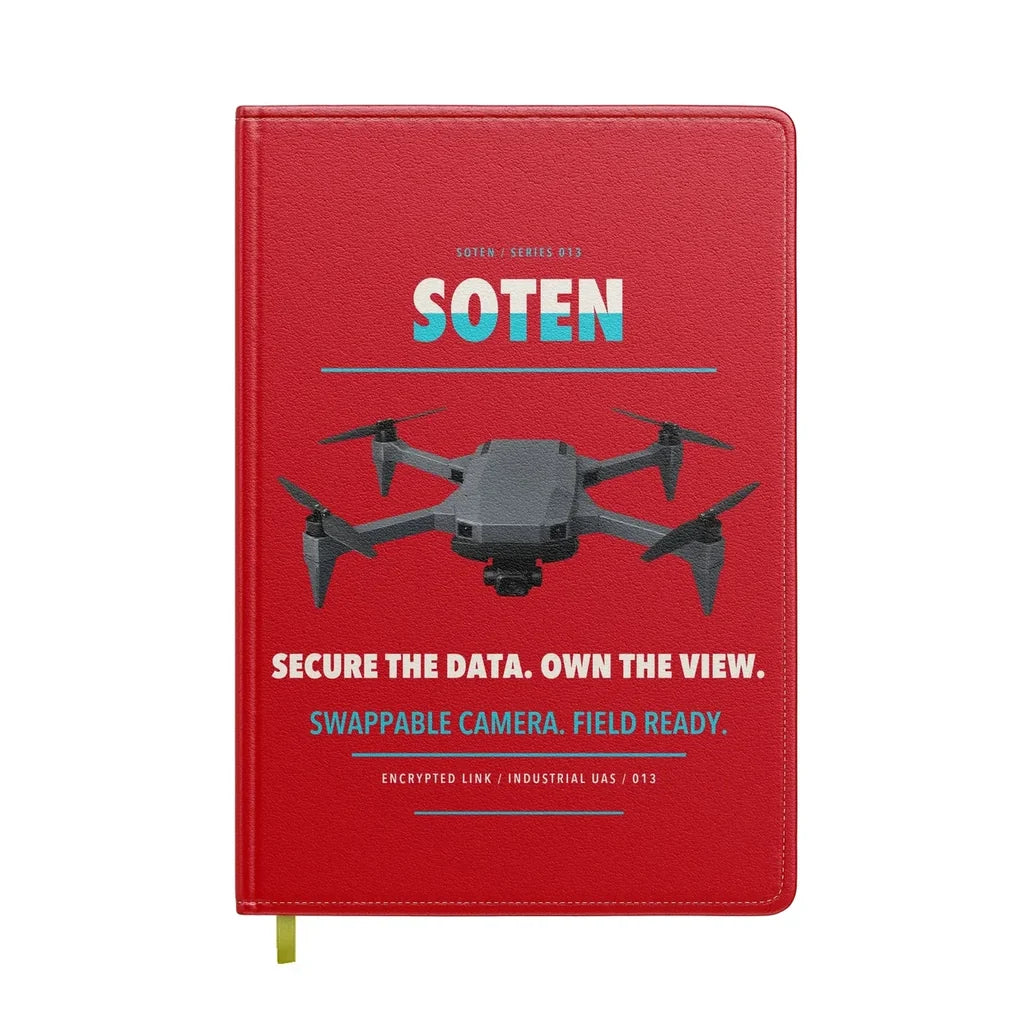 ACSL SOTEN design on red notebook