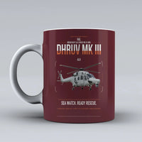 Thumbnail for HAL ALH Dhruv Mk III design on dark red ceramic mug, double-side print