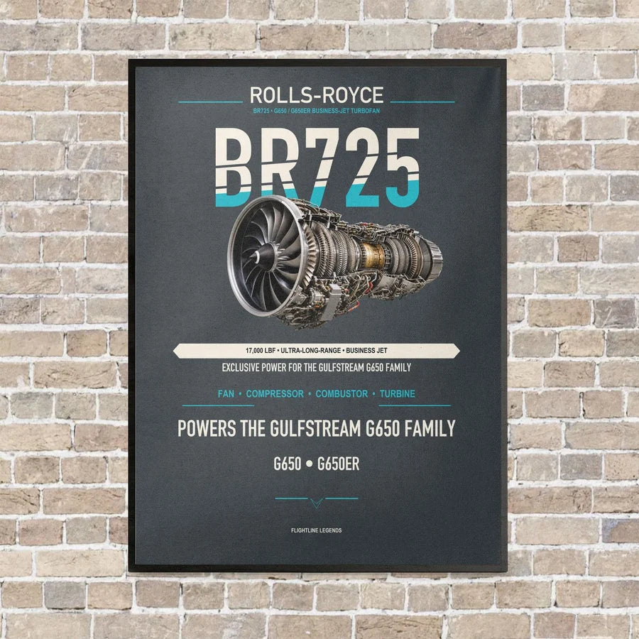 BR725 vertical canvas print - framed - gray background