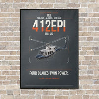 Thumbnail for Bell 412EPI vertical canvas print - framed - gray background