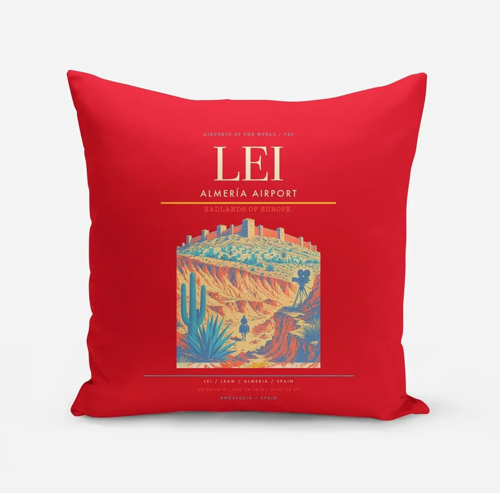 Almería Airport (LEI) design on red pillow