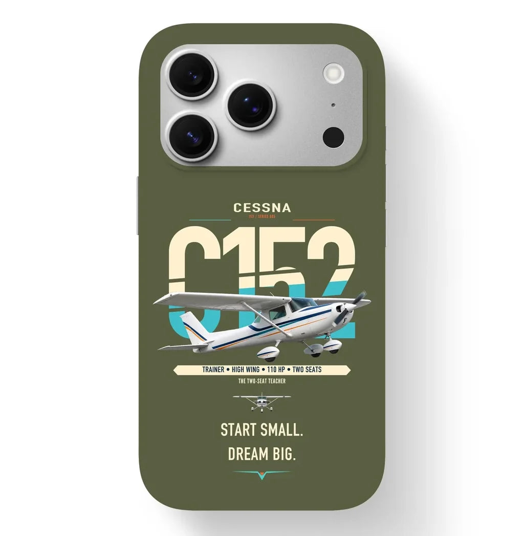 Cessna 152 design on green army magsafe iphone case, for iPhone 17 Pro
