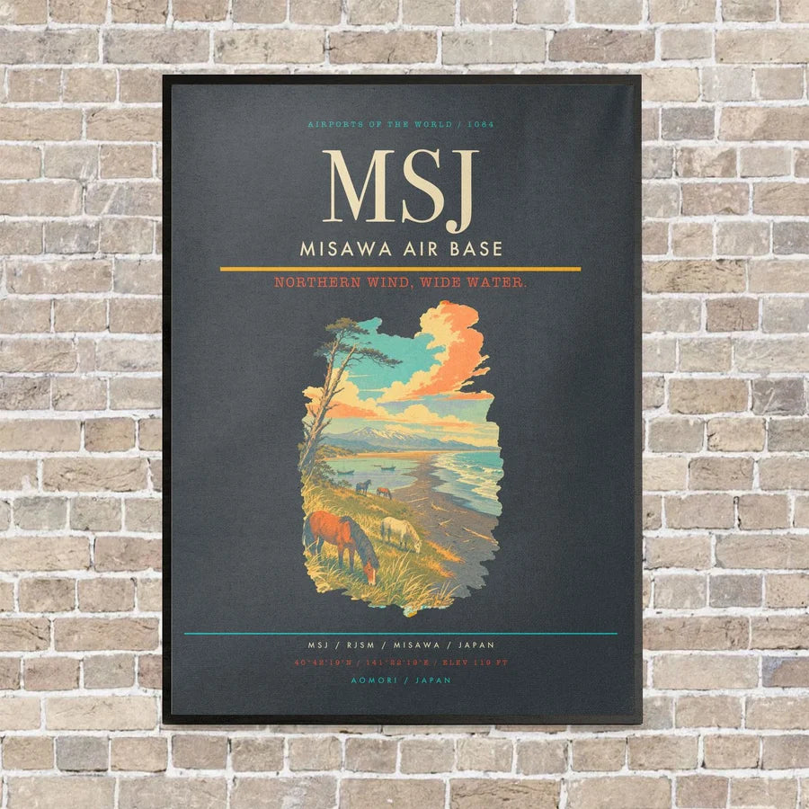 Misawa Air Base MSJ vertical canvas print - framed - gray background