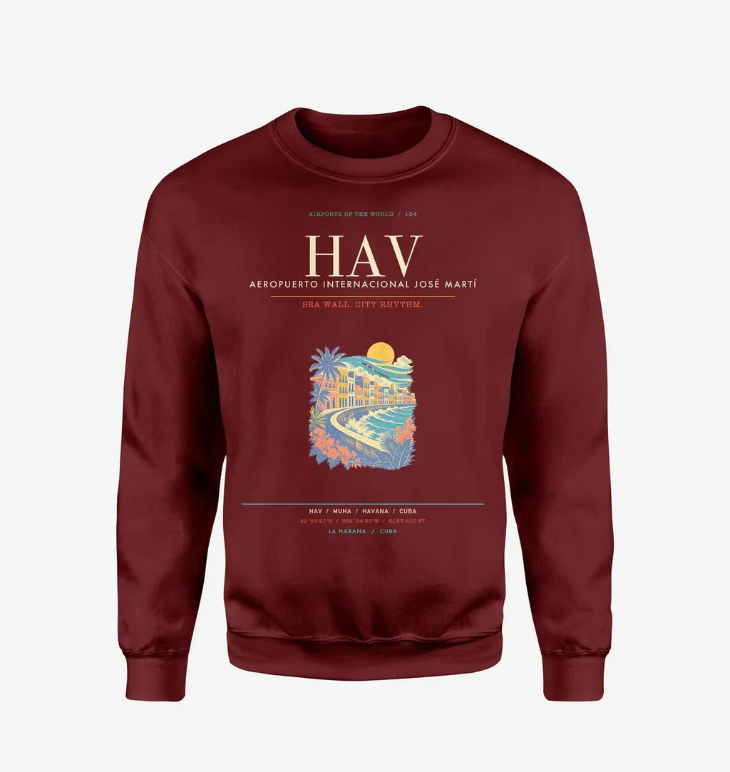 Jose Marti International Airport Havana HAV Sweatshirt - Wine Red