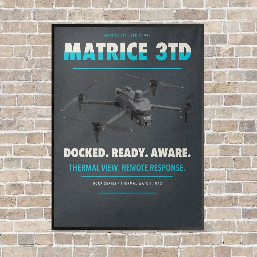 DJI Matrice 3TD vertical canvas print - framed - gray background