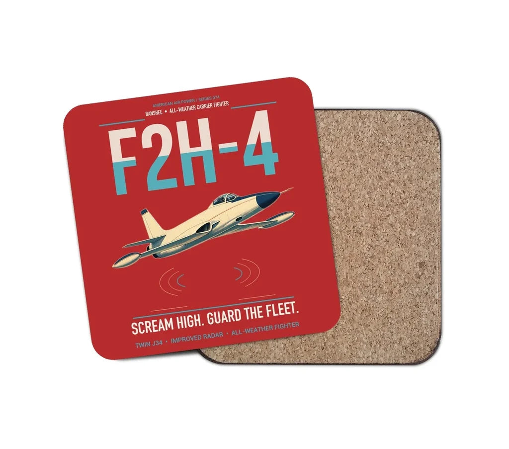F2H-4 Banshee design on red 1 piece coaster