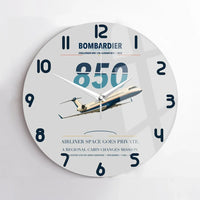 Thumbnail for Bombardier Challenger 850 design on light gray no frame wall clock