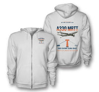 Thumbnail for Airbus A330 MRTT design on white premium zipped hoodie, double-side print