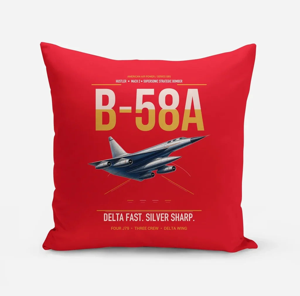 B-58A Hustler design on red pillow