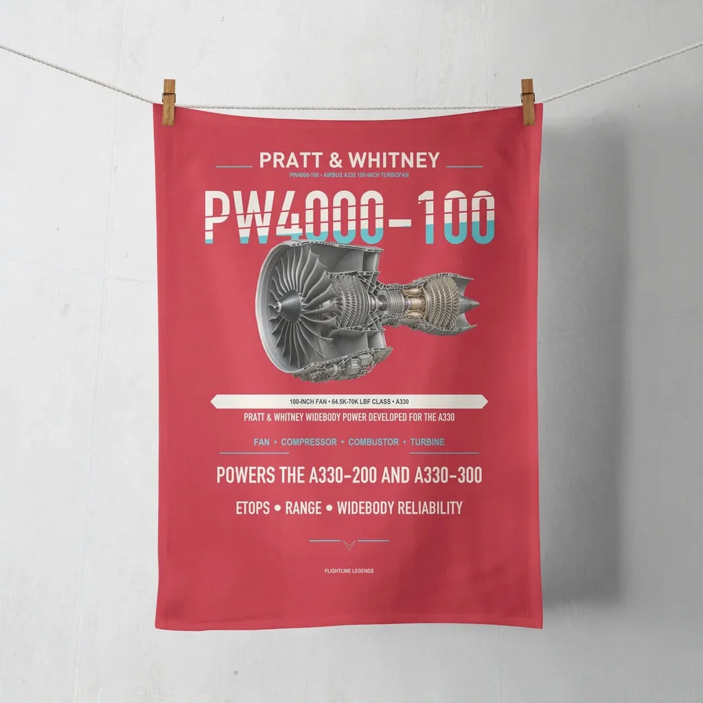 PW4000-100 design on red towel