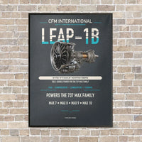 Thumbnail for CFM LEAP-1B vertical canvas print - framed - gray background