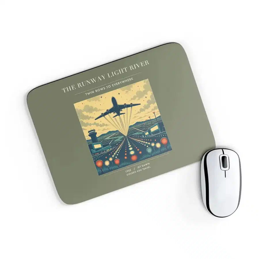VINTAGE G4303 - The Runway Light River - Designed Mouse Pads design on greenarmy rectangle