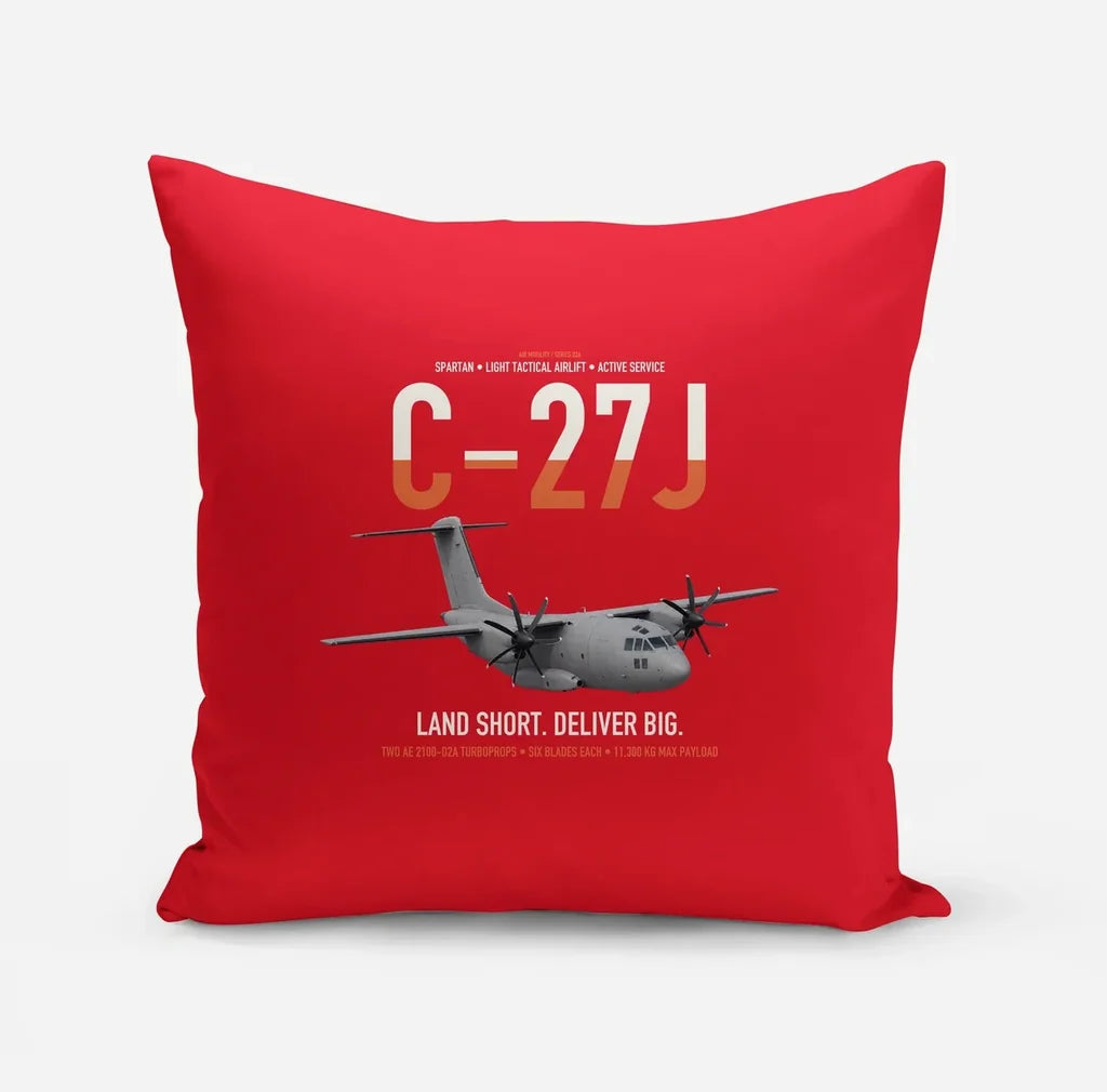 C-27J Spartan design on red pillow