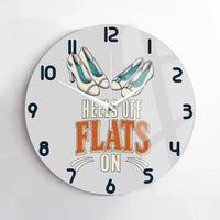 Thumbnail for Heels Off Flats On design on light gray no frame wall clock