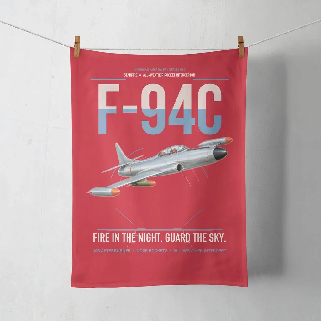 F-94C Starfire design on red towel