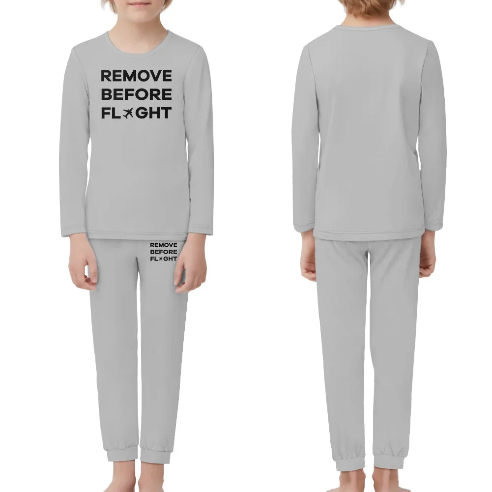 Remove Before Flight children pajamas - Light Gray