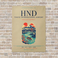 Thumbnail for Tokyo Haneda Airport HND vertical canvas print - no frame - beige background
