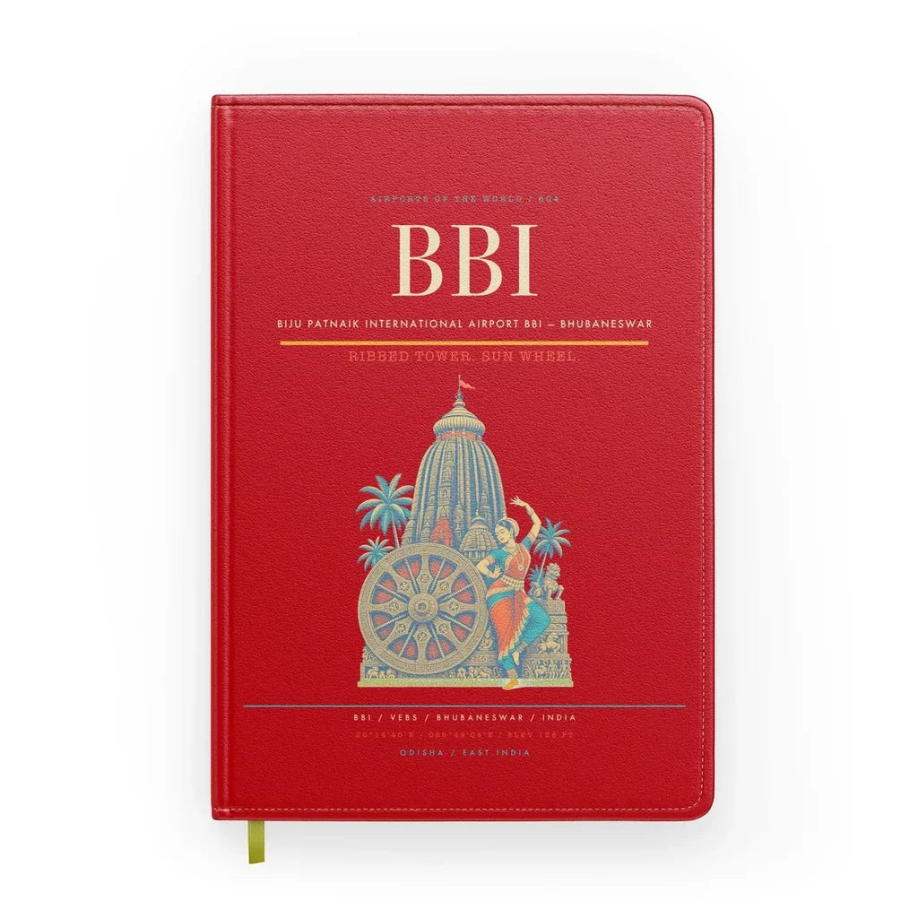 Biju Patnaik International Airport (BBI) design on red notebook
