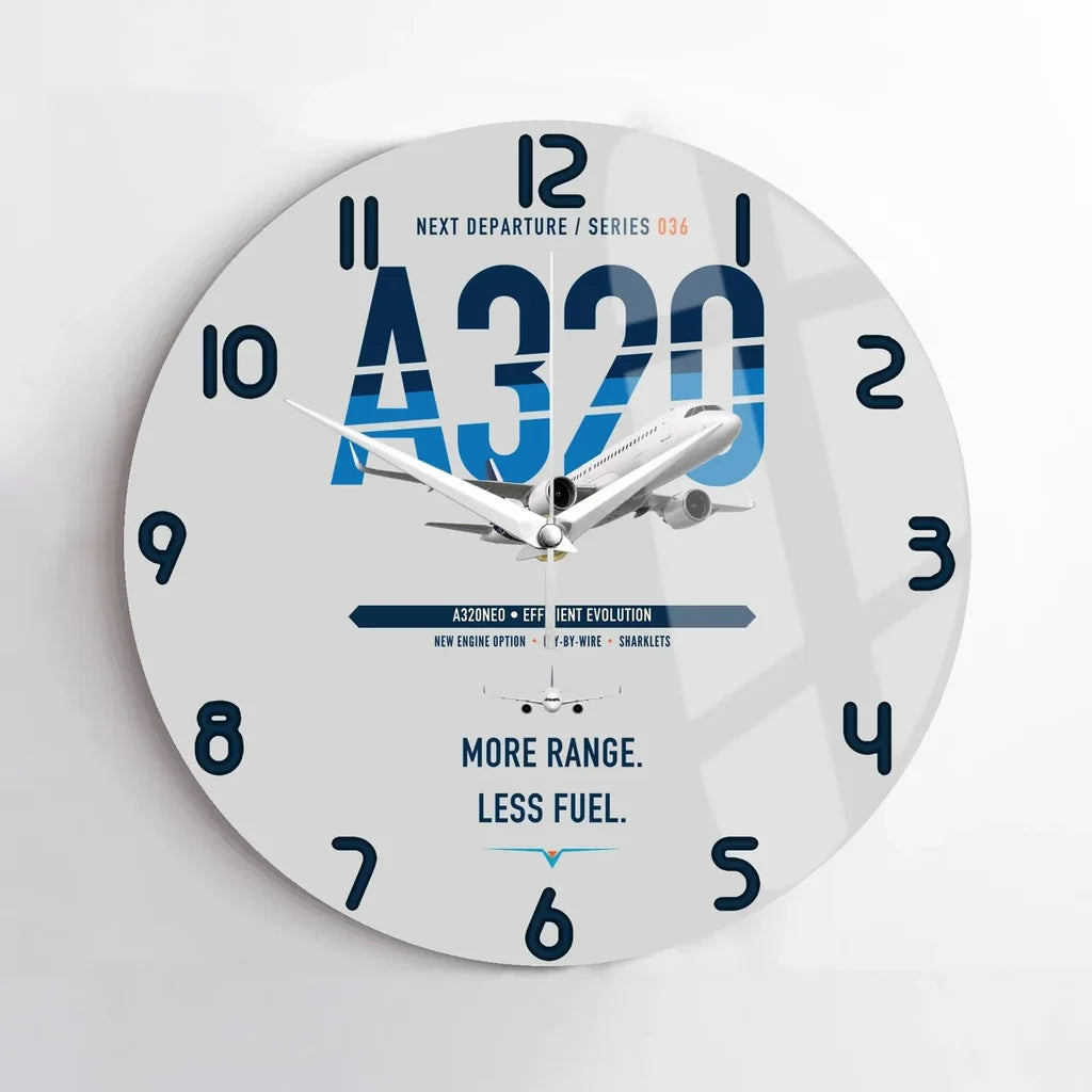 Airbus A320neo design on light gray no frame wall clock
