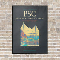 Thumbnail for Tri-Cities Airport PSC — Pasco vertical canvas print - framed - gray background