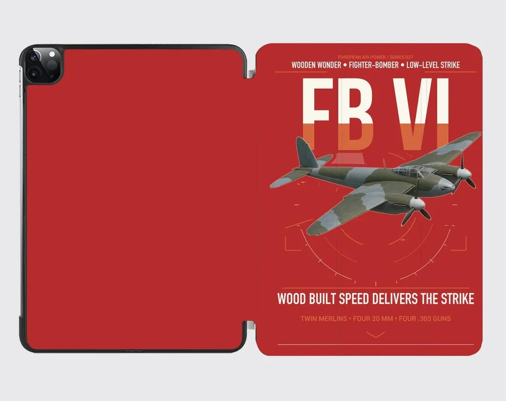 de Havilland Mosquito FB VI design on red ipad tablet case