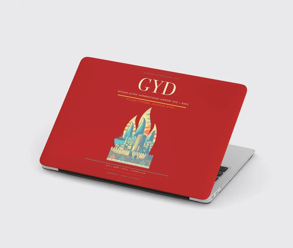 Heydar Aliyev International Airport (GYD) design on red MacBook case