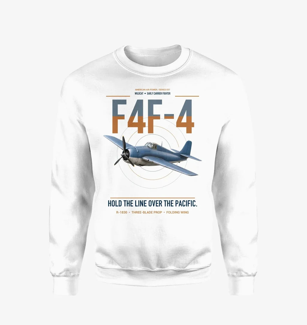 F4F-4 Wildcat design on white sweatshirt