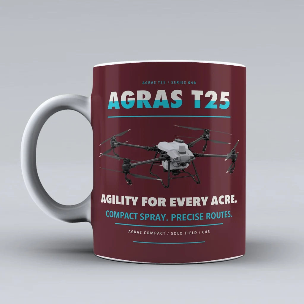 Agras T25 Mug design on dark red dji