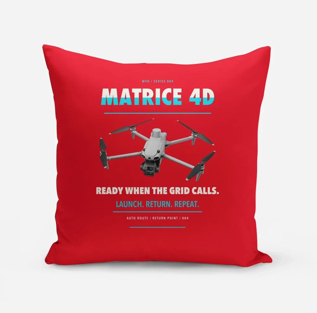 DJI Matrice 4D design on red pillow