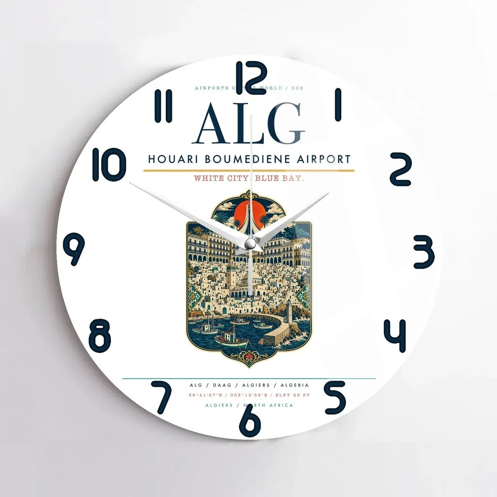 Houari Boumediene Airport ALG Wall-Clock No-Frame - White