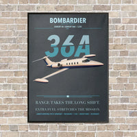 Thumbnail for Bombardier Learjet 36A vertical canvas print - framed - gray background