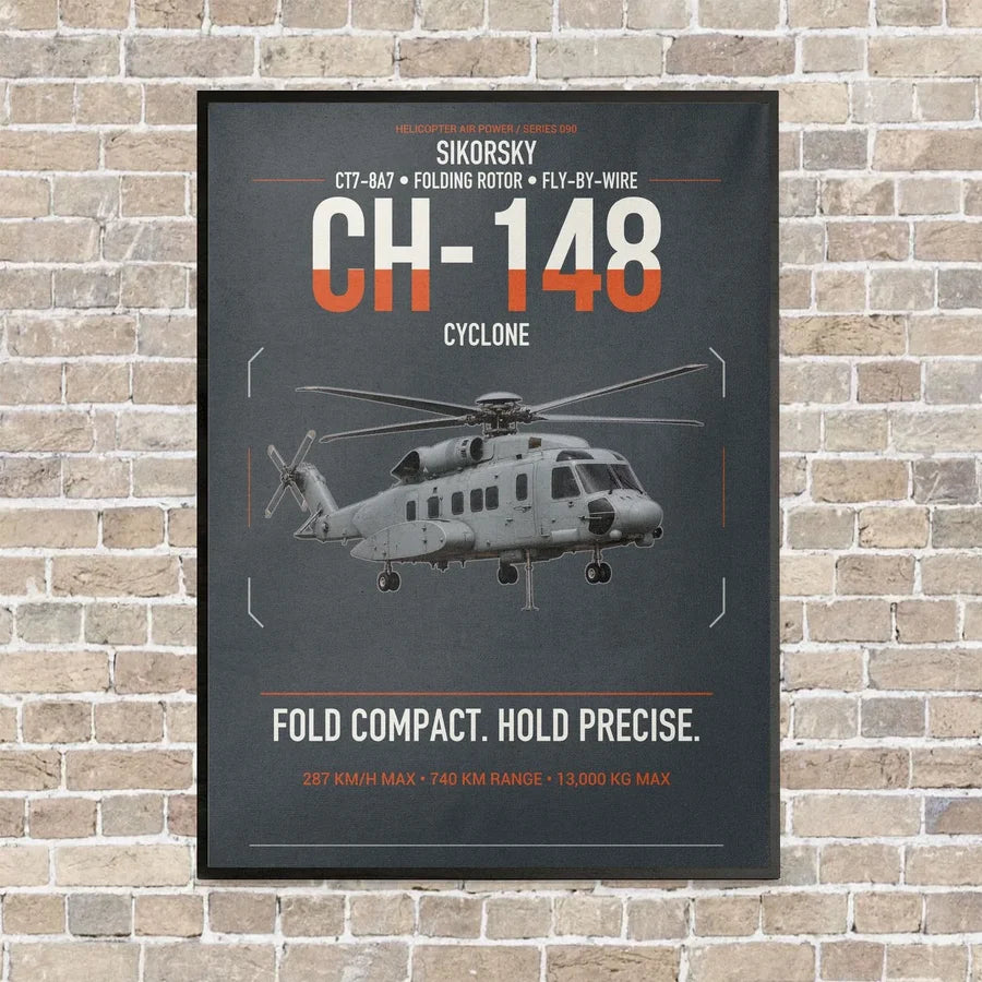 Sikorsky CH-148 Cyclone vertical canvas print - framed - gray background