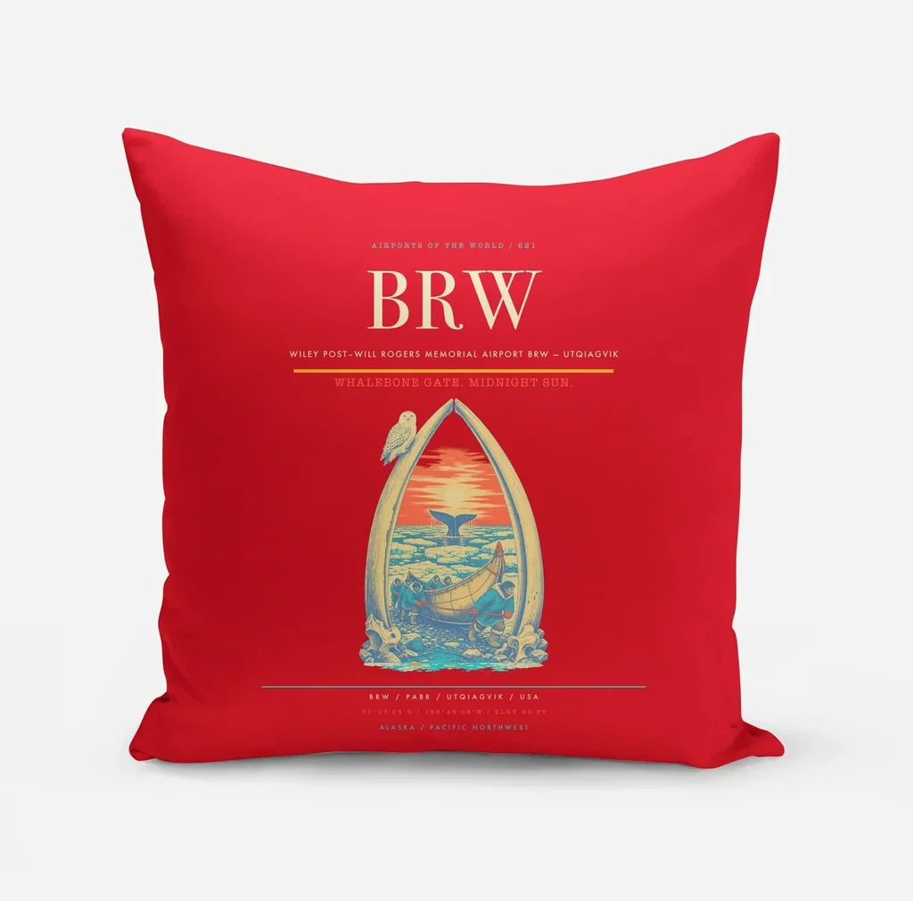 Wiley Post–Will Rogers Memorial Airport (BRW) design on red pillow