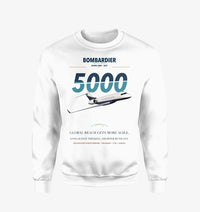 Thumbnail for Bombardier Global 5000 design on white sweatshirt