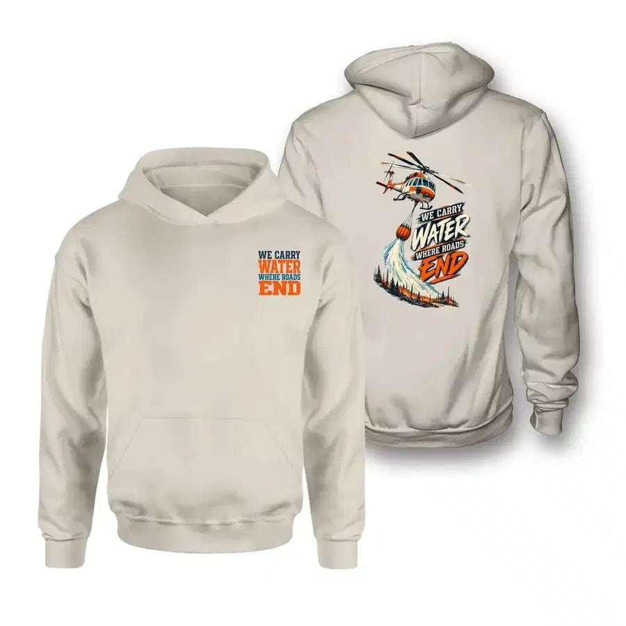 SIGNAL 666 - We Carry Water Where Roads End - Double-Side Hoodie design on khaki double side hoodie