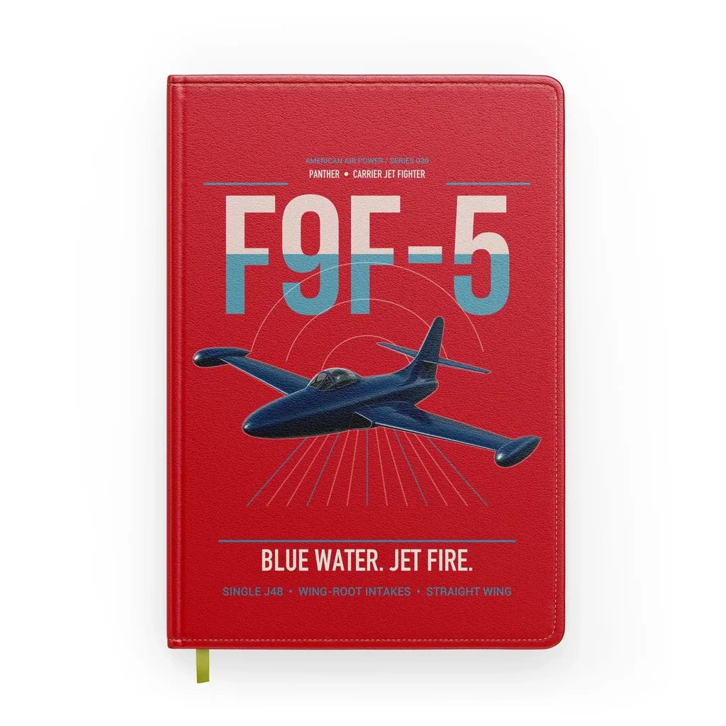 F9F-5 Panther design on red notebook