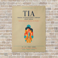 Thumbnail for Tirana International Airport Nënë Tereza TIA vertical canvas print - no frame - beige background
