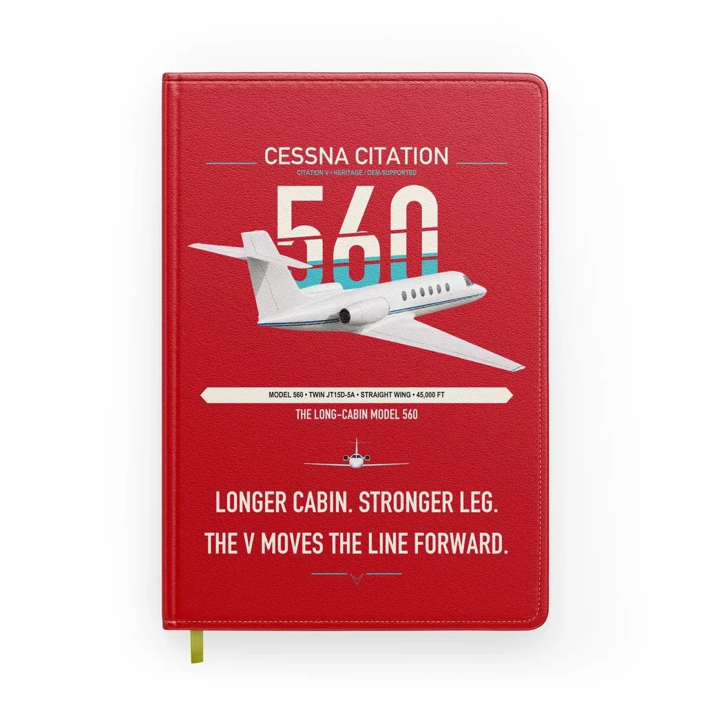 Cessna Citation 560 - Citation V design on red notebook