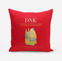 Thumbnail for Dnipropetrovsk International Airport (DNK) design on red pillow