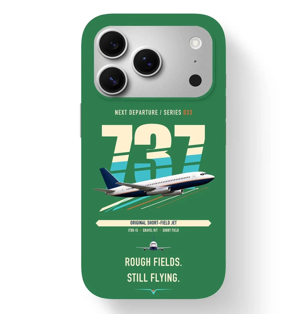 Boeing 737-200 design on green magsafe iphone case