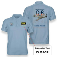 Thumbnail for Messerschmitt Bf 109G-6 design on light blue+name double-side polo t-shirt, double-side print