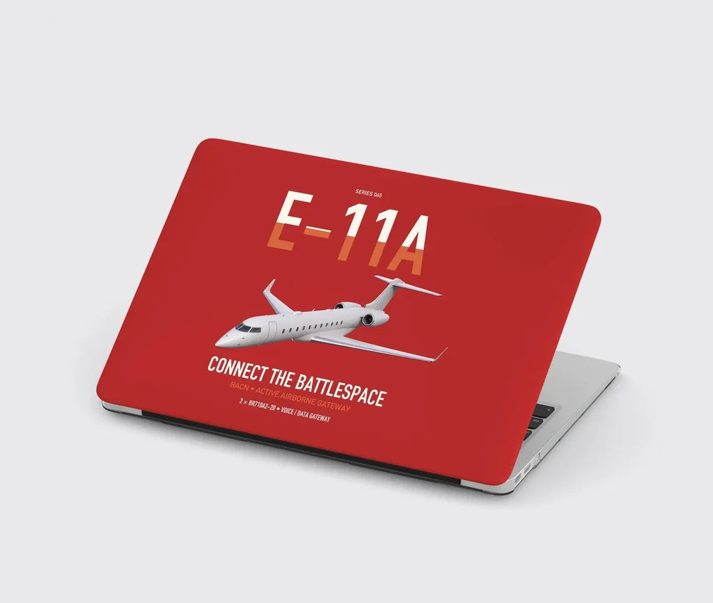 E-11A BACN design on red MacBook case