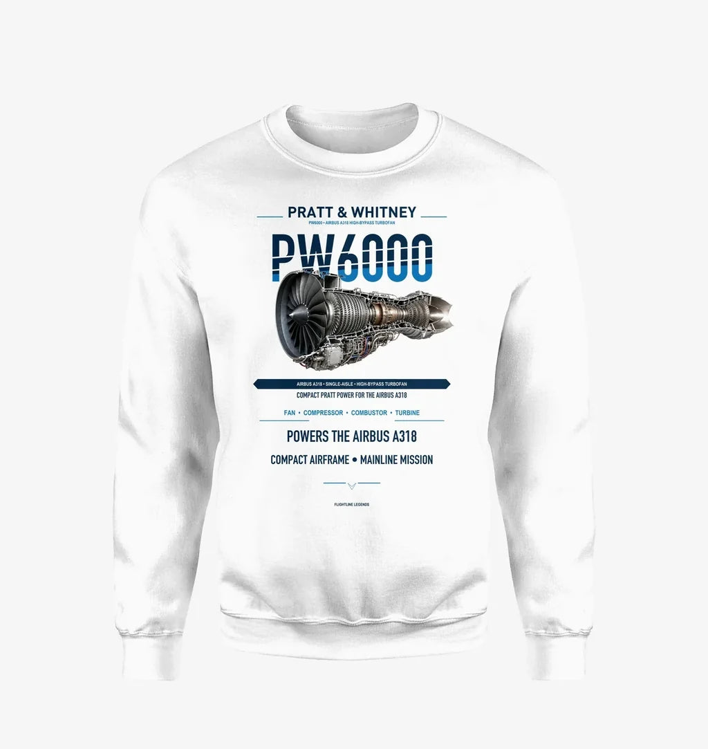 PW6000 design on white sweatshirt