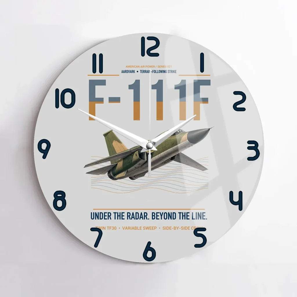 F-111F Aardvark design on light gray no frame wall clock