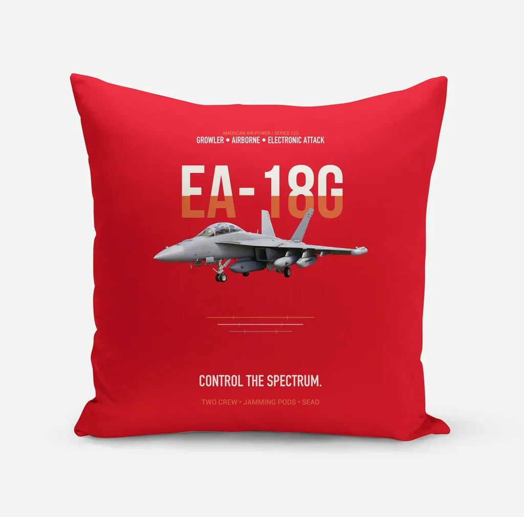 EA-18G Growler Control The Spectrum design on red pillow