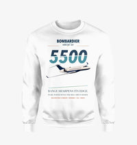 Thumbnail for Bombardier Global 5500 design on white sweatshirt