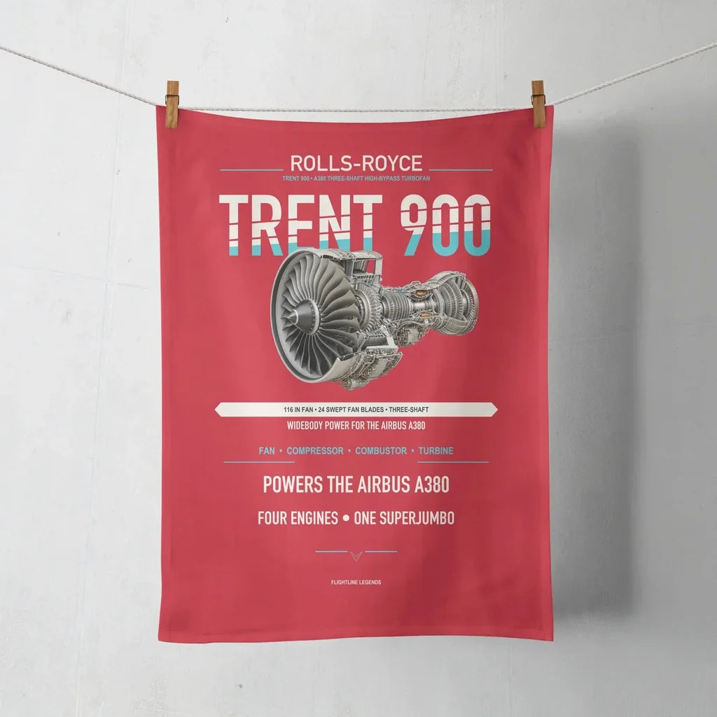 TRENT 900 design on red towel