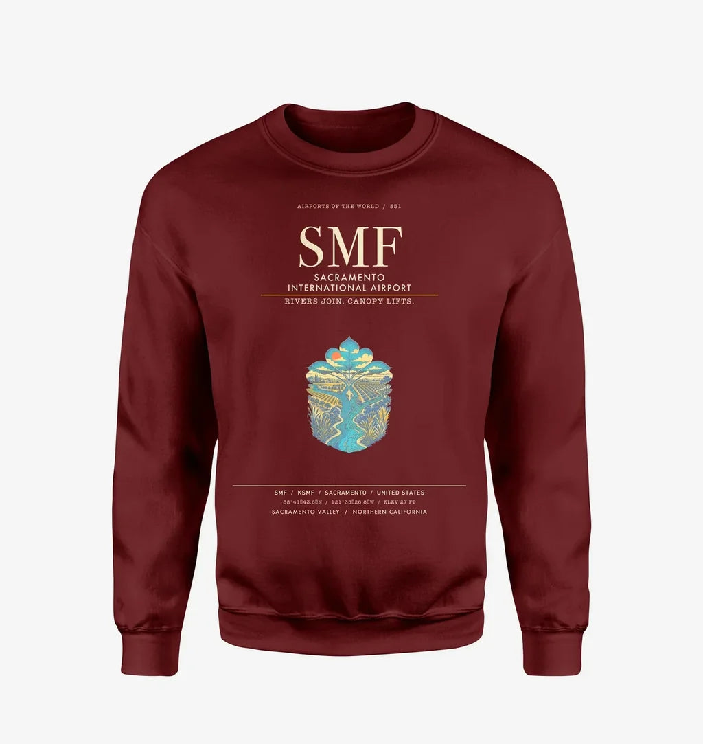 Sacramento International Airport SMF Sweatshirt - Wine Red